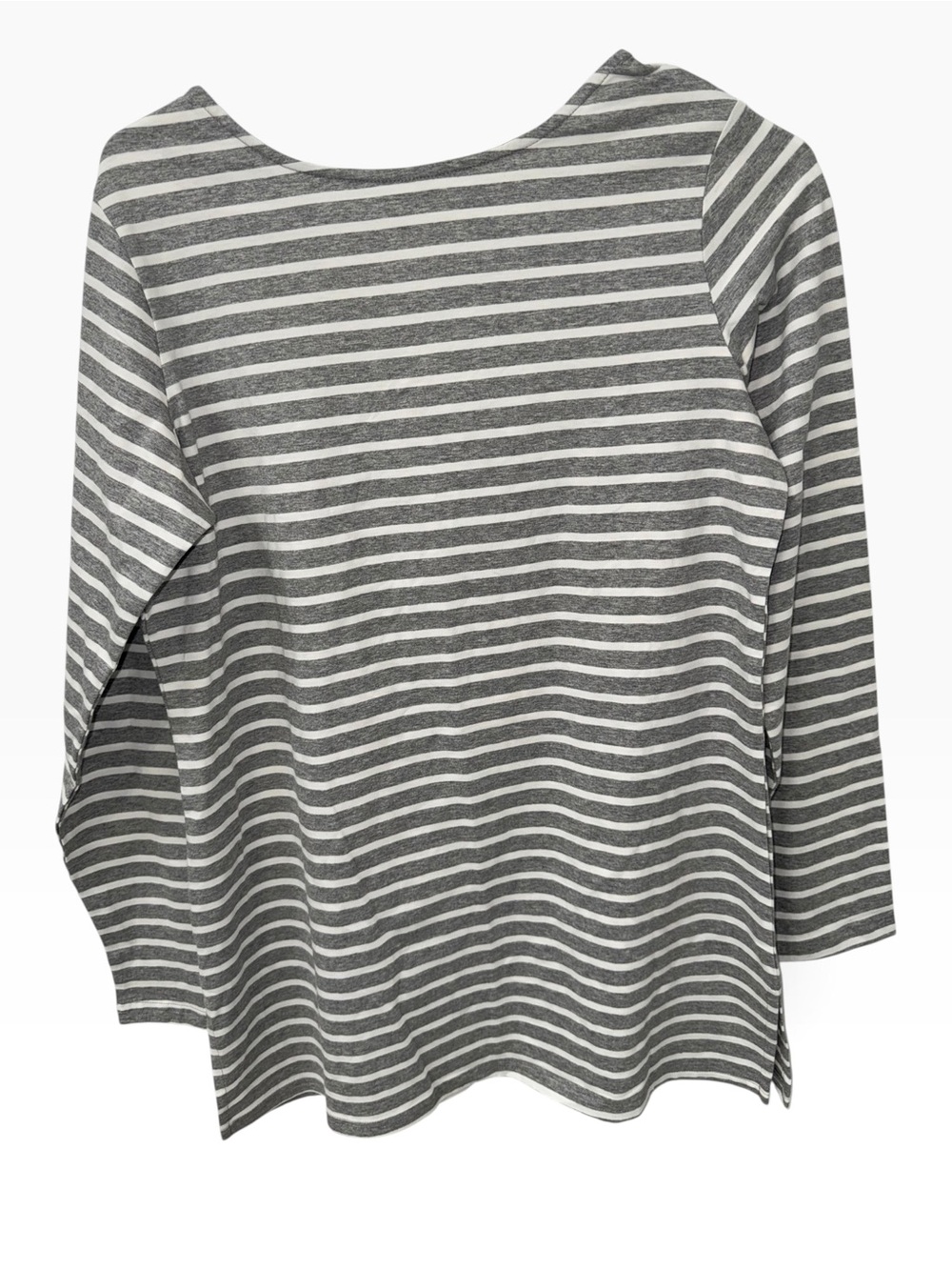 Marleylilly Women’s Gray White Striped Criss Cross Back Long Sleeve Top NWT
